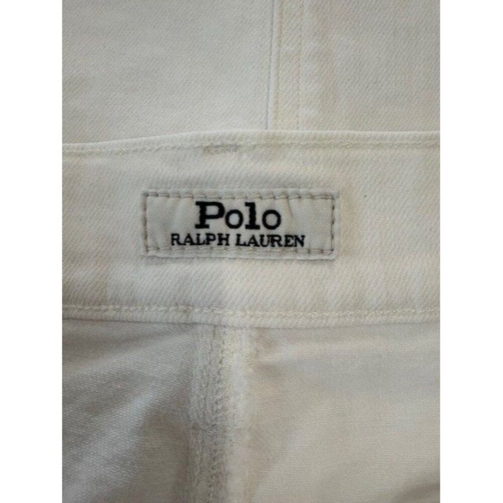 Polo Ralph Lauren White Denim Button-Front Skirt With Back Pockets Size 10 - Picture 4 of 7